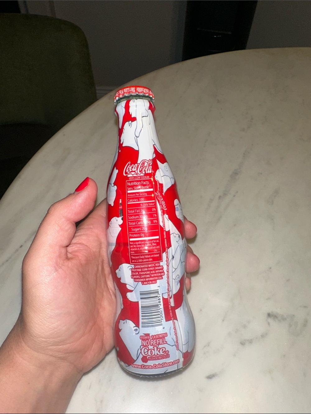 Coca Cola Red & White Polar Bear Pattern Bottle - Picture 3 of 3